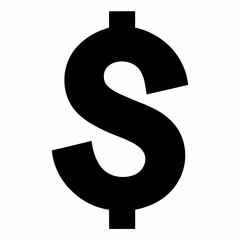 Dollar Sign black silhouette icon on white background