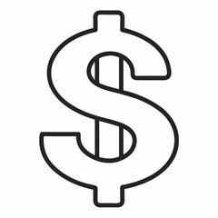 Dollar Sign outline icon on white background