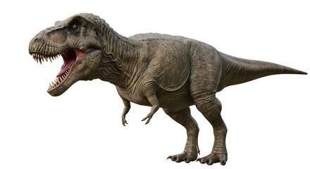 Fototapeta premium Majestic Tyrannosaurus Rex Roaring with Teeth Bared on Isolated Background
