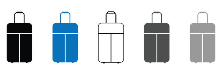 Suitcase Icon Set. Luggage Bag Icon. Travel Trip Flight Trolley Sign. Rolling Baggage Icon for UI Designs. Vector Illustration .EPS 10 . 