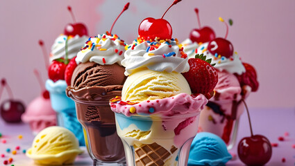 ice cream cone with cherry