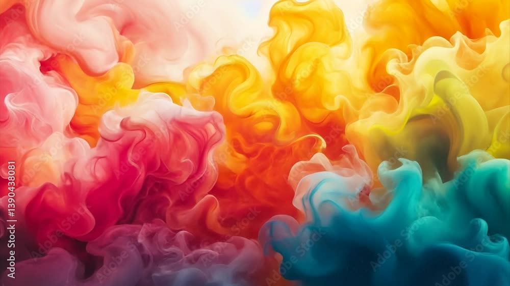 Poster vibrant, swirling colors create a dynamic abstract display. a mix of hues merge and blend in a mesme
