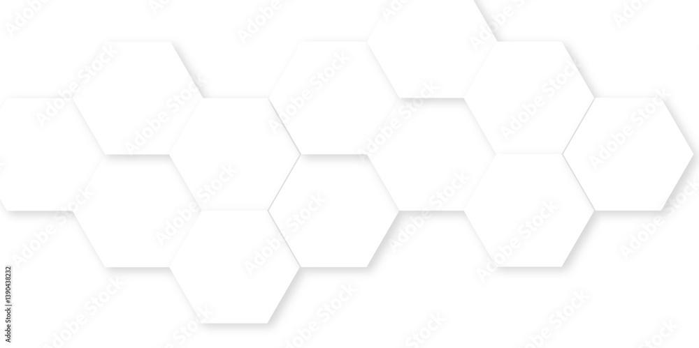 Poster abstract white soft hexagon concept design abstract technology background vector. white 3d futuristi