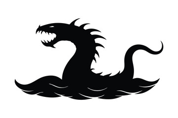 vector silhouette of a leviathan rising from deep water 