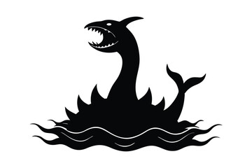 vector silhouette of a leviathan rising from deep water 