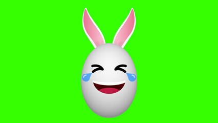 laughing easter bunny with pin ears on green screen animation for happy easter holiday. funny bunny illustration.