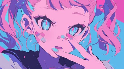Cyberpunk Anime Girl with Pastel Colors and Unique Style