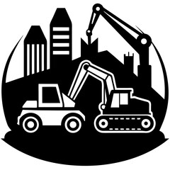 Silhouette of Construction Site