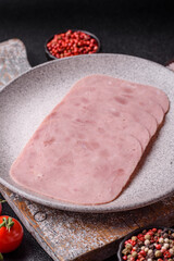 Eating ham and pork slices for the holiday table