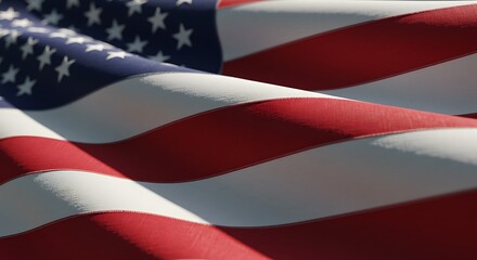 Obraz premium Waving Flag with Red and White Stripes and Blue Field with White Stars