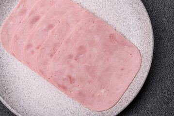 Eating ham and pork slices for the holiday table