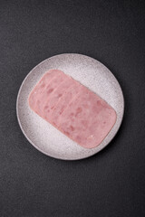 Eating ham and pork slices for the holiday table