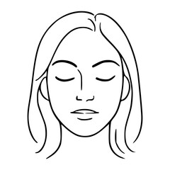 A calm, peaceful face with closed eyes, relaxed lips.