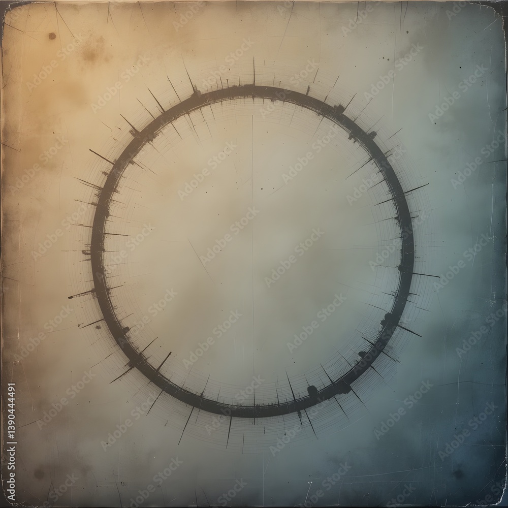 Poster distressed texture background, warm gradient design, aged circular element. vintage style backdrop, 