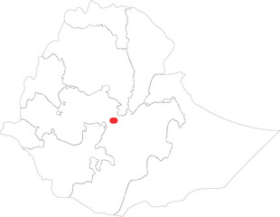 Outline Map of Ethiopia with Marked Capital City