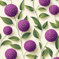 Seamless Pattern of Purple Allium Flowers