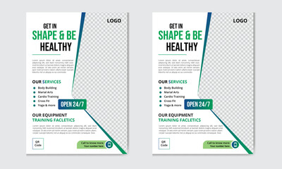 Creative Gym flyer design template. Flyer, social media post and book cover design template for gym and fitness. Gym poster, banner and flyer template design. vector fitness body building flyer design