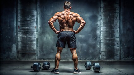 Full Body Workout  Back View of Athletic Man 