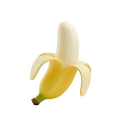 Peeled Banana, 3D Rendering Icon, isolated on white background