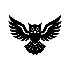 Obraz premium Majestic avian predator flying with open wings vector graphic illustration . silhouette on white background.