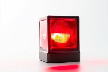 Red Cube Light Illumination - A modern, minimalist red cube light illuminates with a soft glow, perfect for modern home decor or product