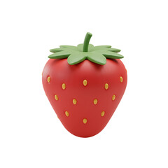 A Ripe Strawberry, 3d rendering icon, isolated on white background, cartoon plastic style, matte finish