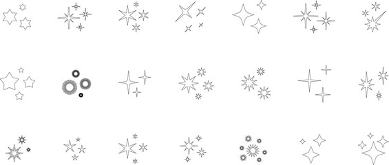 Star icon. Twinkling stars. Sparkles, shining burst. Christmas or New Year vector symbols.