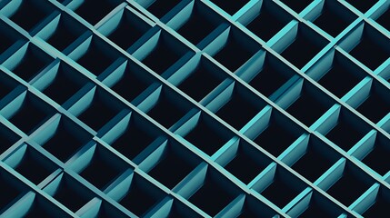 Fototapeta premium Teal geometric grid pattern.