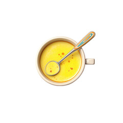 Delicious bowl of soup with cute spoon food photography studio setting minimalist concept