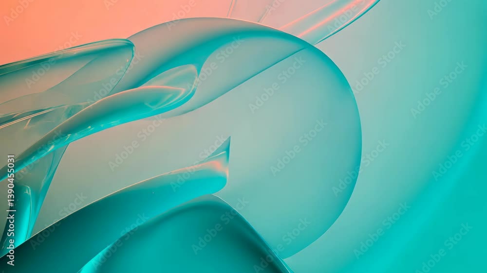 Aufkleber fluid abstract shapes blend turquoise and coral colors in a captivating display of modern design ele