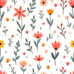 Seamless pattern with flowers, Summer flowers