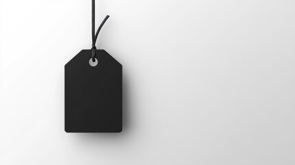 Blank Black Tag with String on White Background for Labeling Use