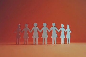 Diverse Paper People Chain of Unity