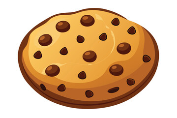 Fototapeta premium A delicious chocolate chip cookie is showcased, featuring a golden brown crust and rich melted chocolate chips, perfect for satisfying cravings any time.