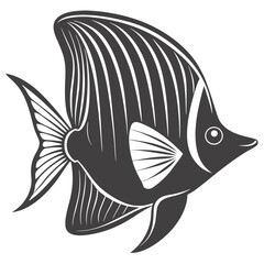 Fototapeta premium Monochrome Illustration Of Butterfly Fish Underwater Marine Life Graphic Element