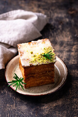 Trendy croissant in shape of cube