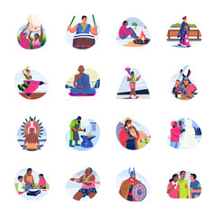 Fototapeta premium Collection of Flat Style Culture Art Illustrations