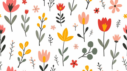 seamless pattern with red tulips