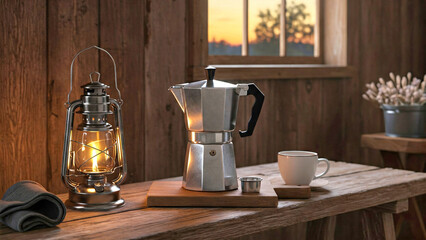 Home Barista Setup Moka Barnwood