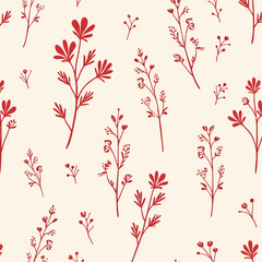 Seamless pattern with red flowers
