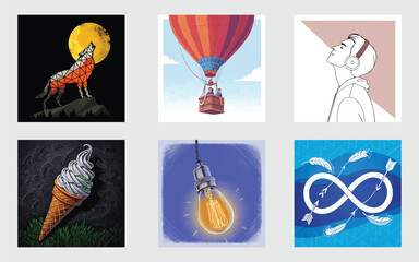 Vector set of hand drawn people illustration icons design art