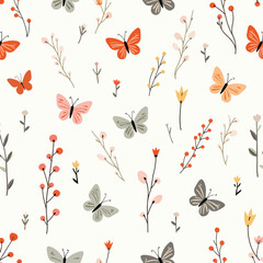 Obraz premium Seamless pattern with butterflies