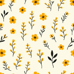 Seamless background with yellow flowers