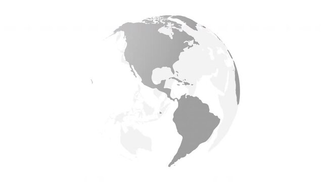 2D animation of abstract gray planet Earth isolated on a white background. Suitable for educational, business films, modern explainers, or infographics