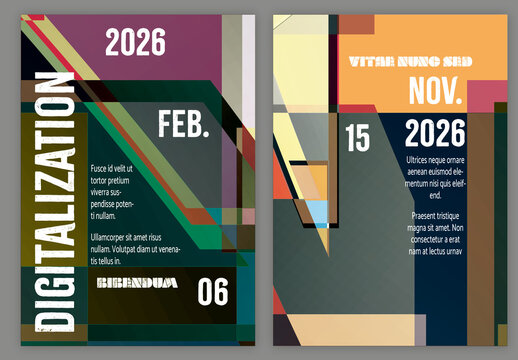 Flyer A4 Abstract Pixilated Bright Rectangles Big Data