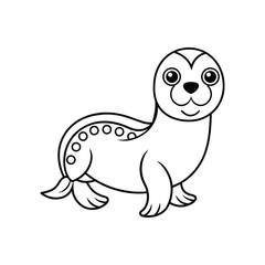 Fototapeta premium Adorable Cartoon Seal Coloring Page