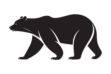 Black Bear Silhouette Vector Illustration Wildlife Animal Line Art Design