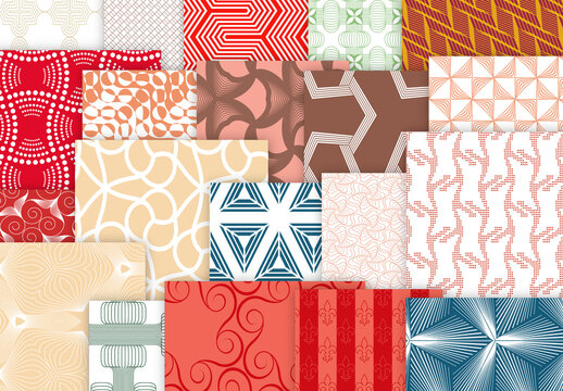 Seamles Simple Geometric Patters Bright Colored