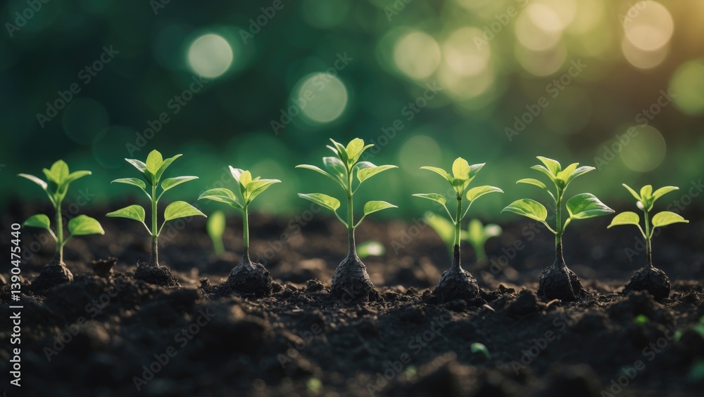 Poster displays the progression of trees developing on soil in a fertile environment. concepts related to n