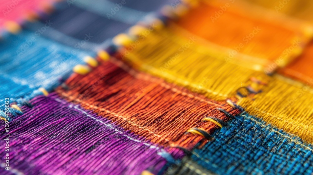 Aufkleber a detailed macro shot featuring colorful threads and stitching patterns